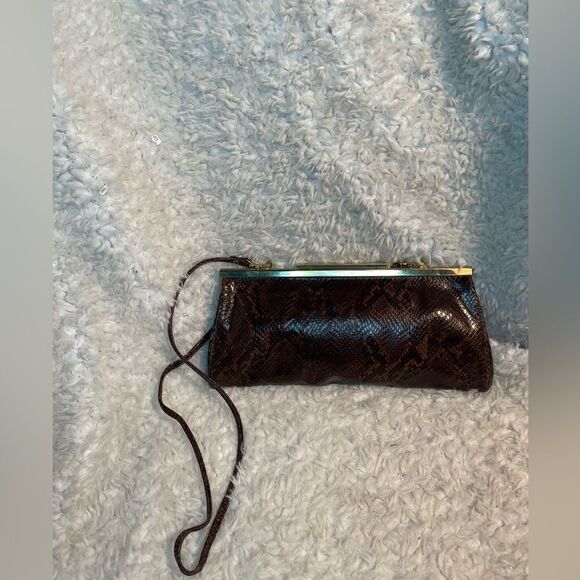 Vintage Tanner made in Italy leather shades of Brown snake skin prints clutch - Picture 2 of 10